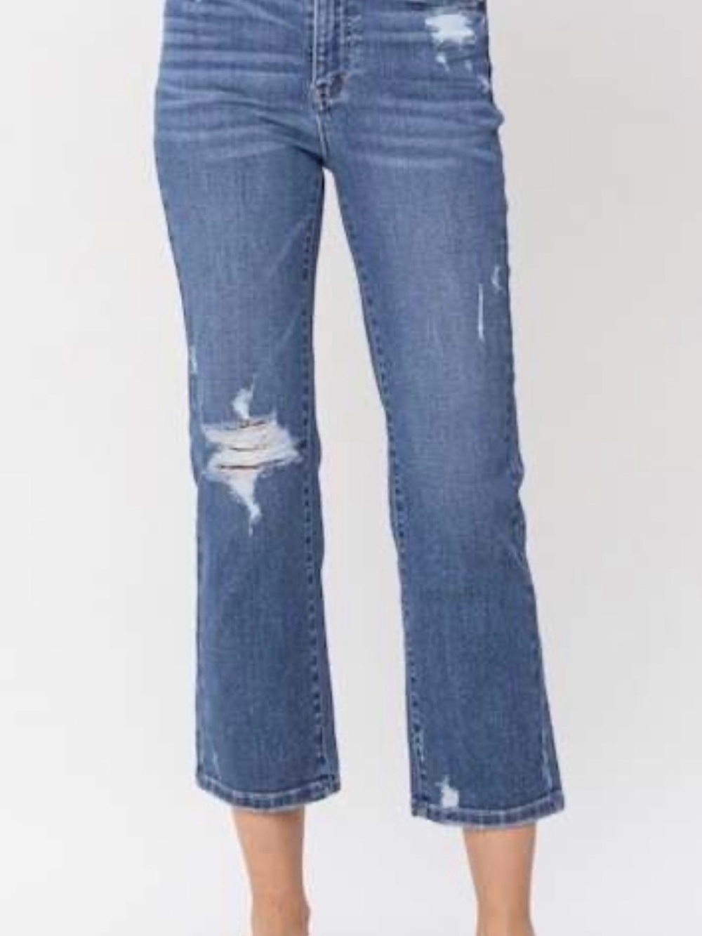 Judy Blue Distressed Straight Leg Cropped Denim Jeans Women’s Size 9/29